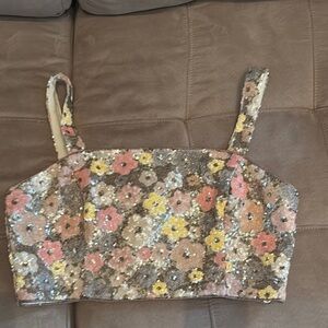 Altr’d State Floral Sequin Crop Top
